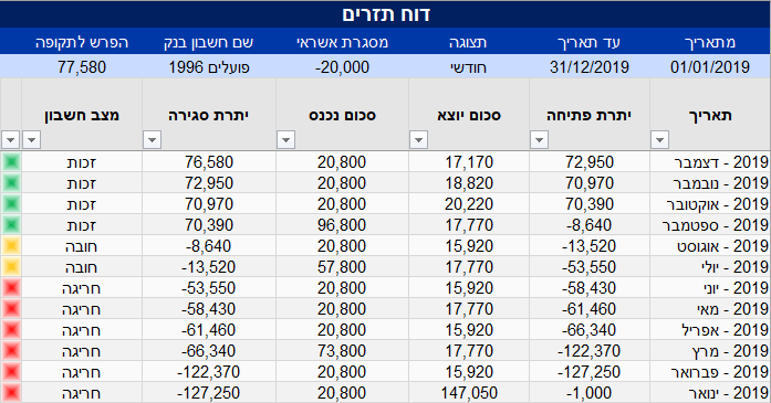 דוח תזרים מזומנים