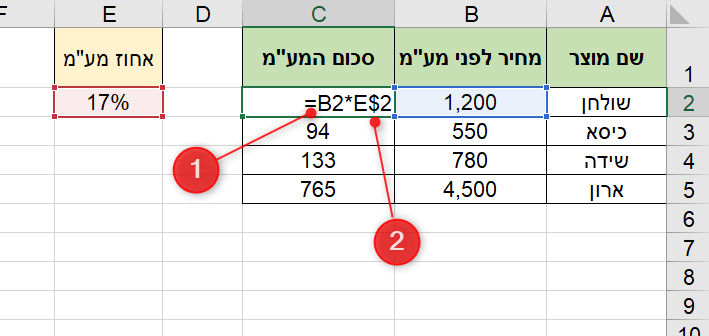 קיבוע תא באקסל